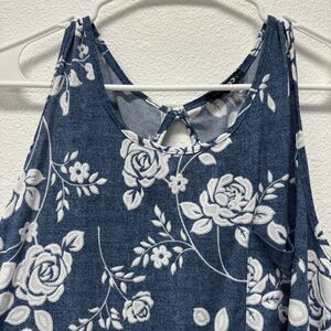 Papermoon Blue White Floral Racerback Tank Top Women's XL